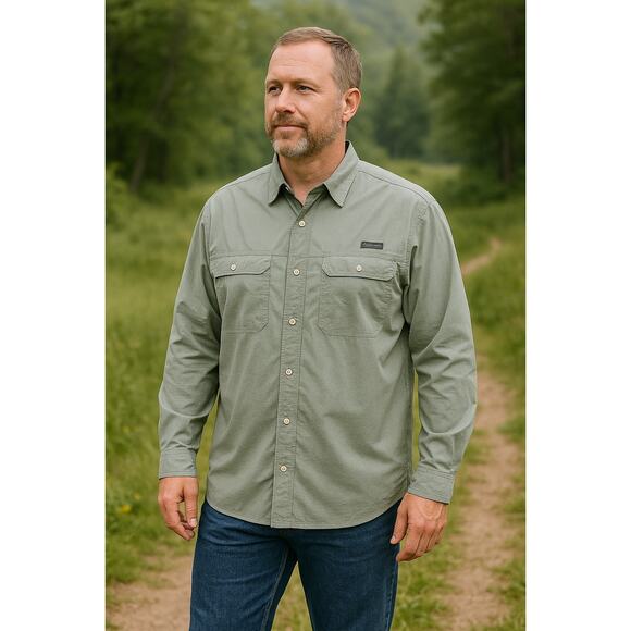 Eddie Bauer Men’s 2XL Trail Shirt Sage Green Outdoor Hiking Fishing Button Front - Picture 1 of 13